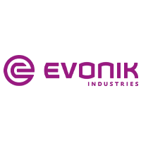 Logo von Evonik Industries in lila mit Schriftzug.